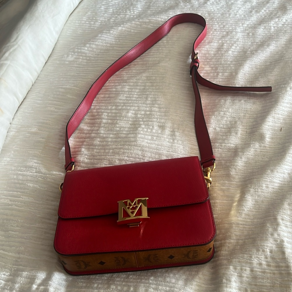 MCM red and cognac bag. Never been worn. Medium sized crossbody.